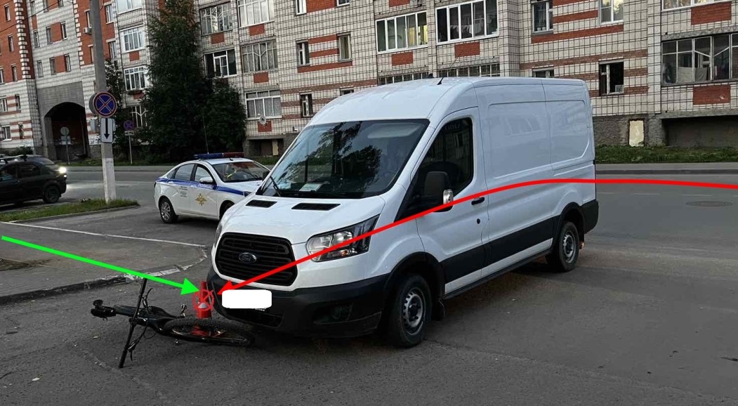 В Сыктывкаре водитель Ford Transit cбил велосипедиста