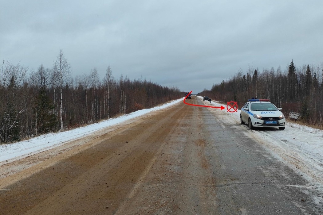 В Усинске водитель отделалась ушибом при опрокидывании в кювет