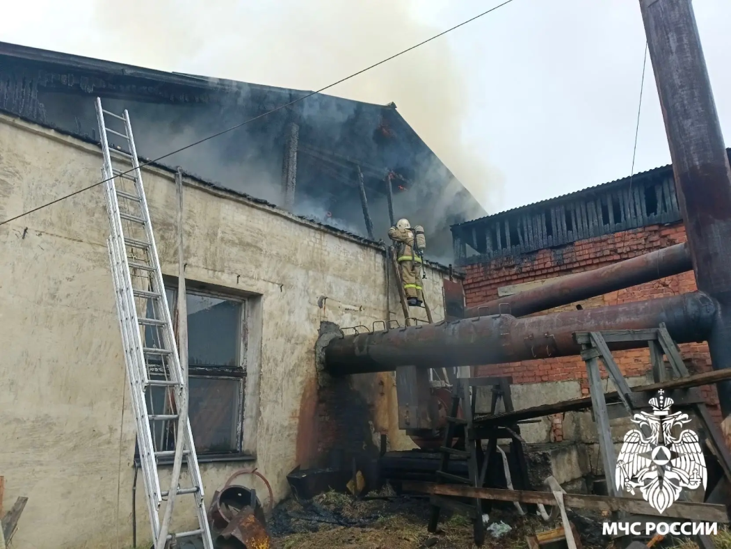 В Койгородке тушат здание молокозавода