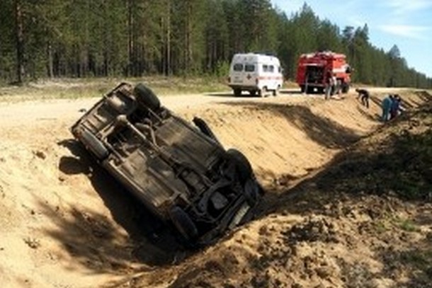 В Усть-Куломском районе пьяный водитель опрокинулся в кювет